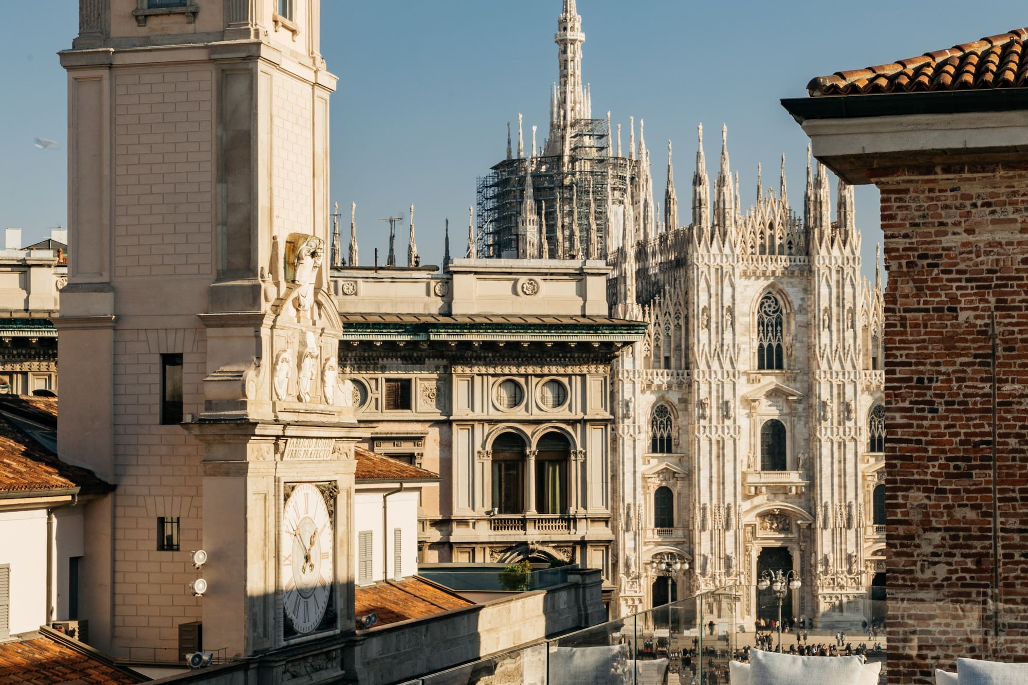 Sachi Japanese Restaurant rooftop terrace with Milan Duomo Cathedral city views from the Palazzo di Cordusio Gran Melia Luxury Hotel