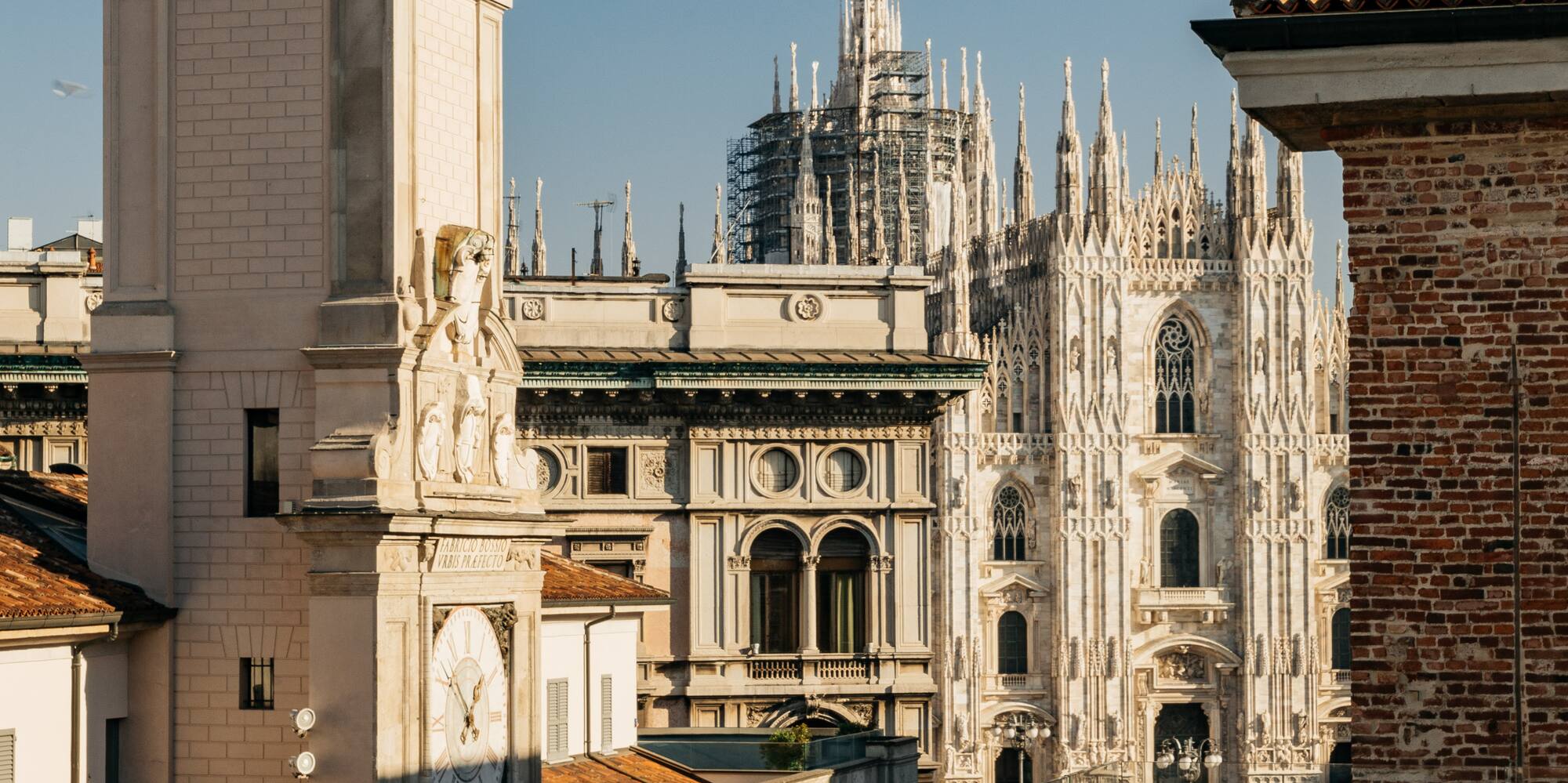 Sachi Japanese Restaurant rooftop terrace with Milan Duomo Cathedral city views from the Palazzo di Cordusio Gran Melia Luxury Hotel