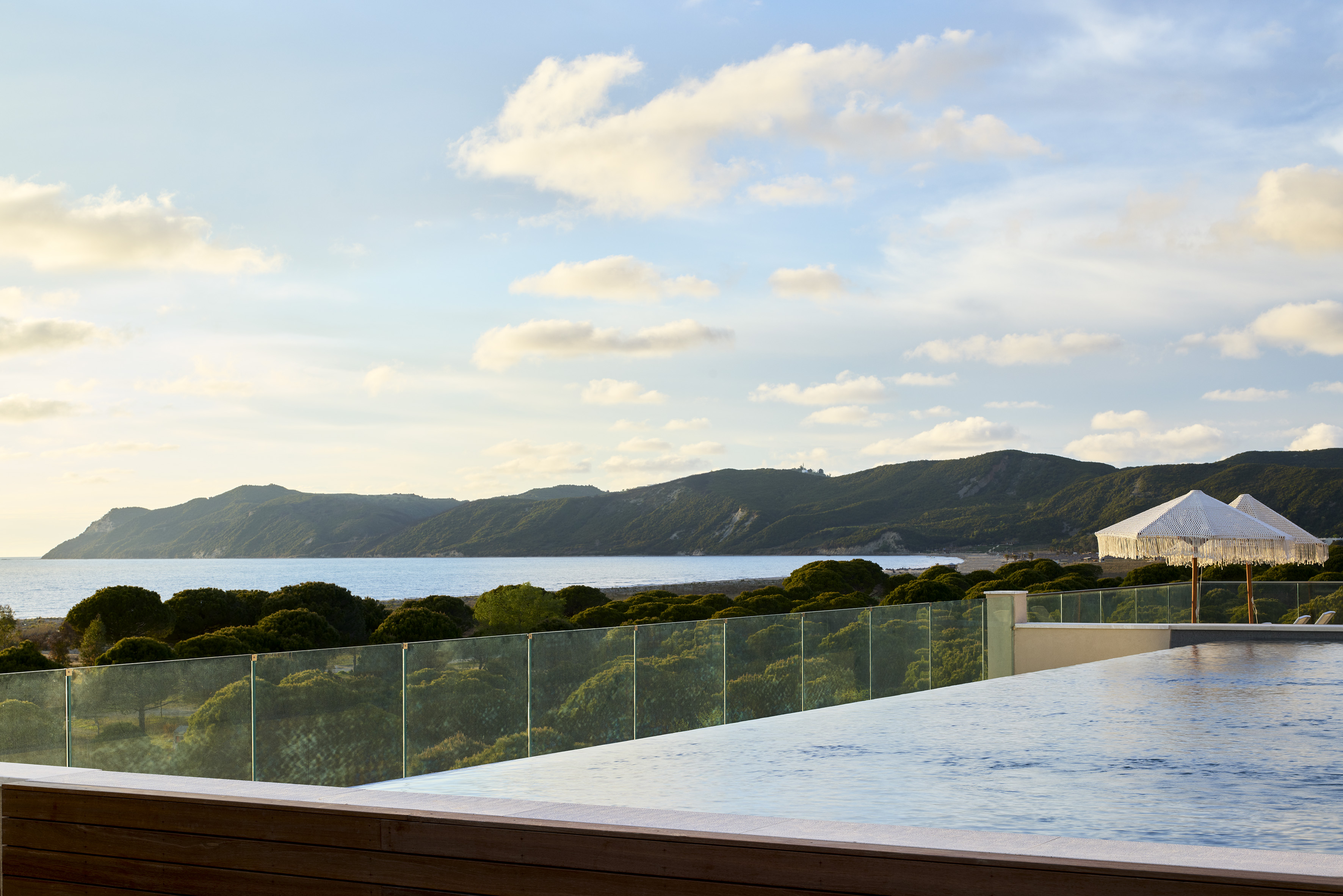 a view of the ocean from a balcony