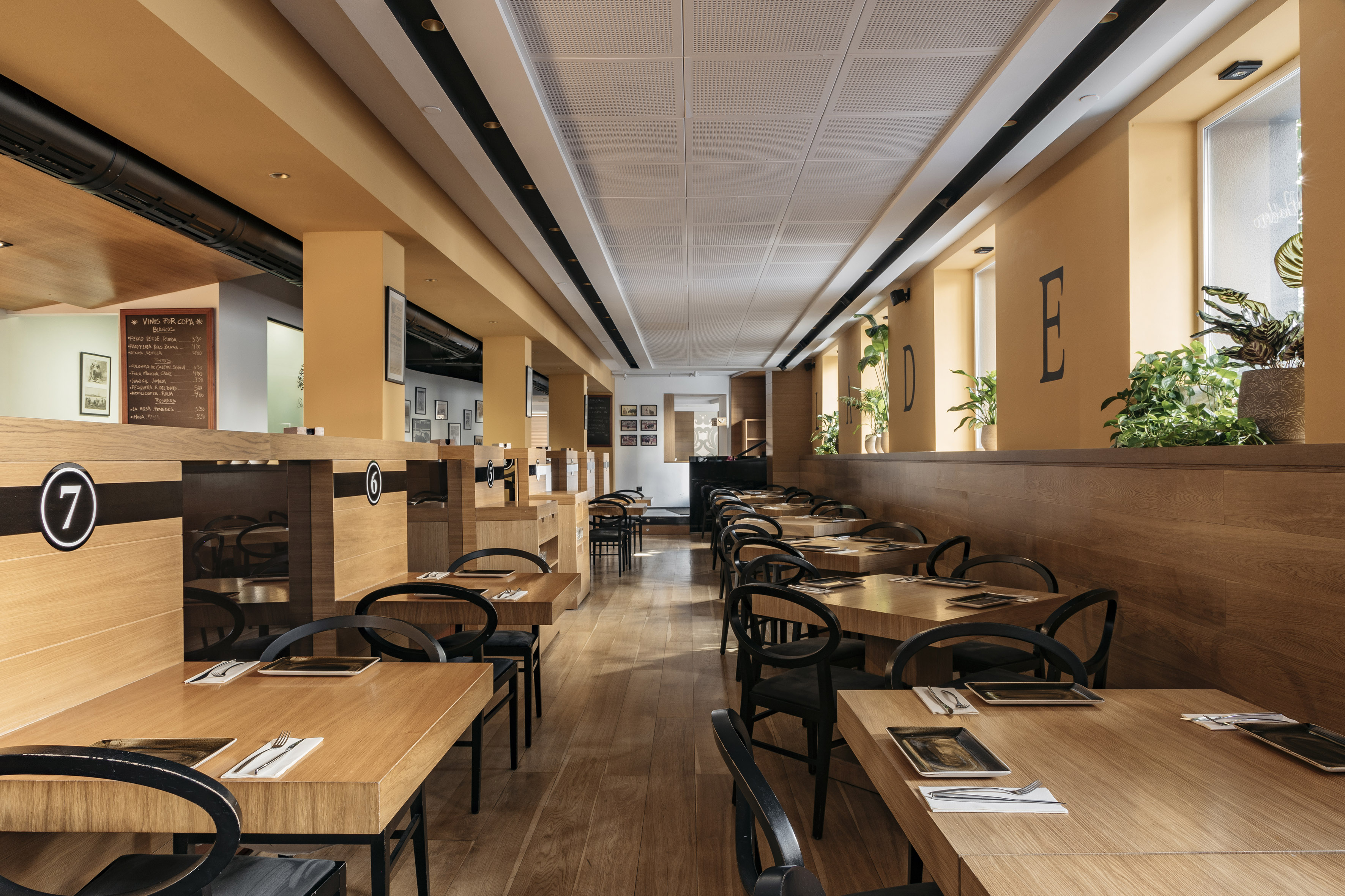 a room with tables and chairs