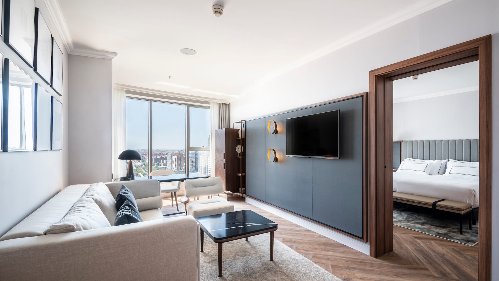 a room with a tv and a couch