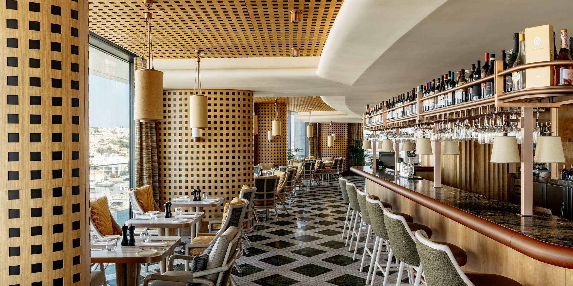 a restaurant with tables and chairs