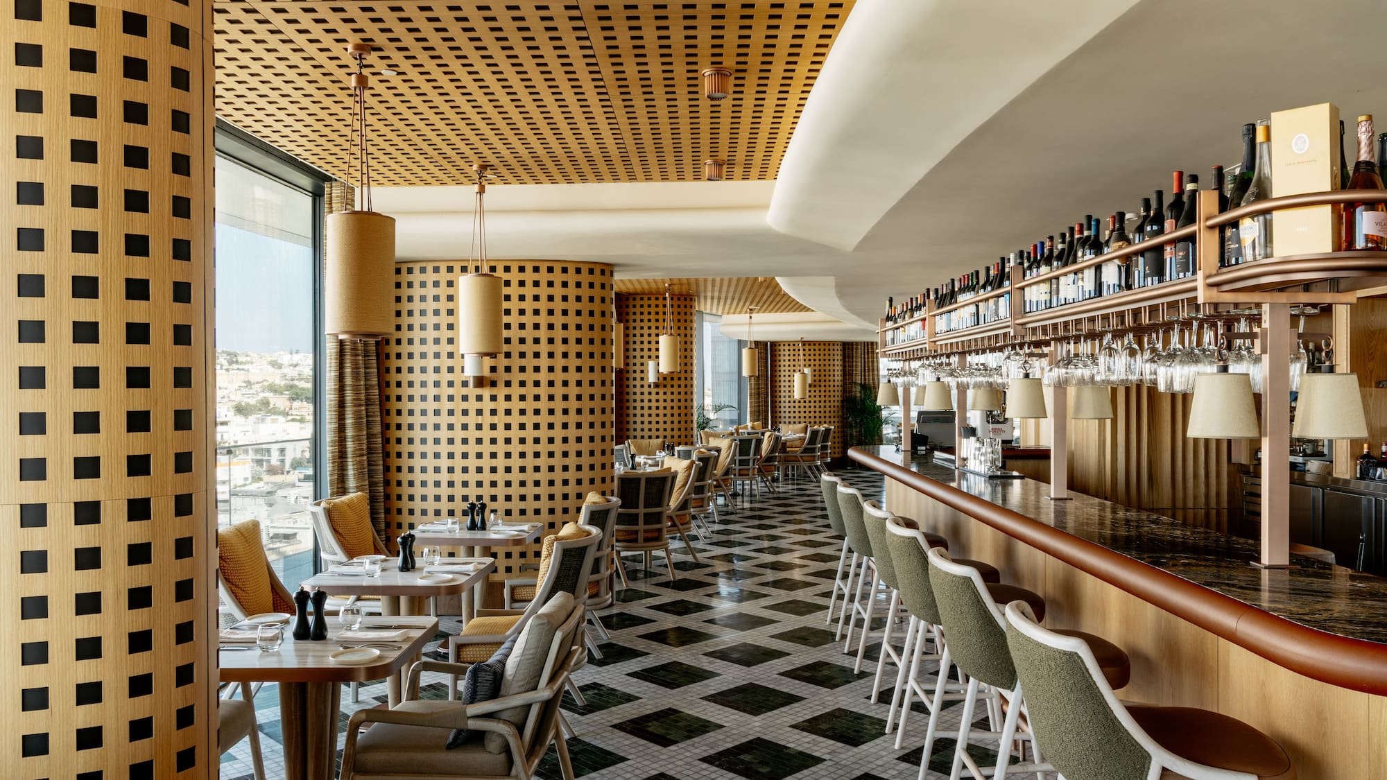 a restaurant with tables and chairs