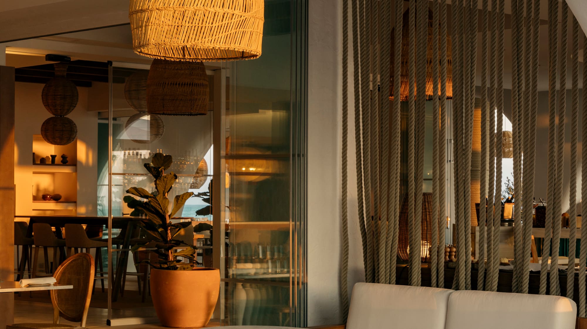 a room with a table and chairs