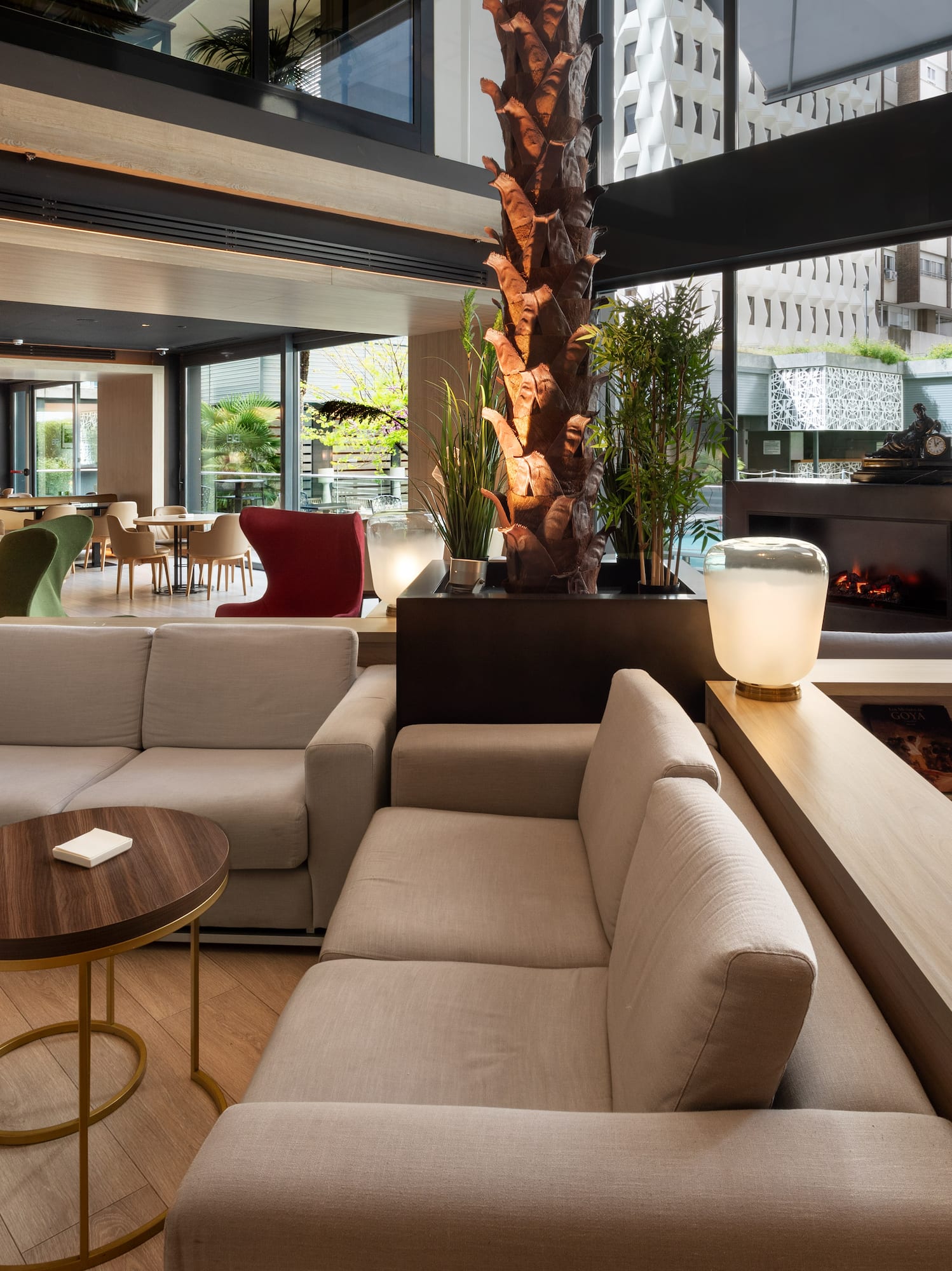 a room with a couch and a table