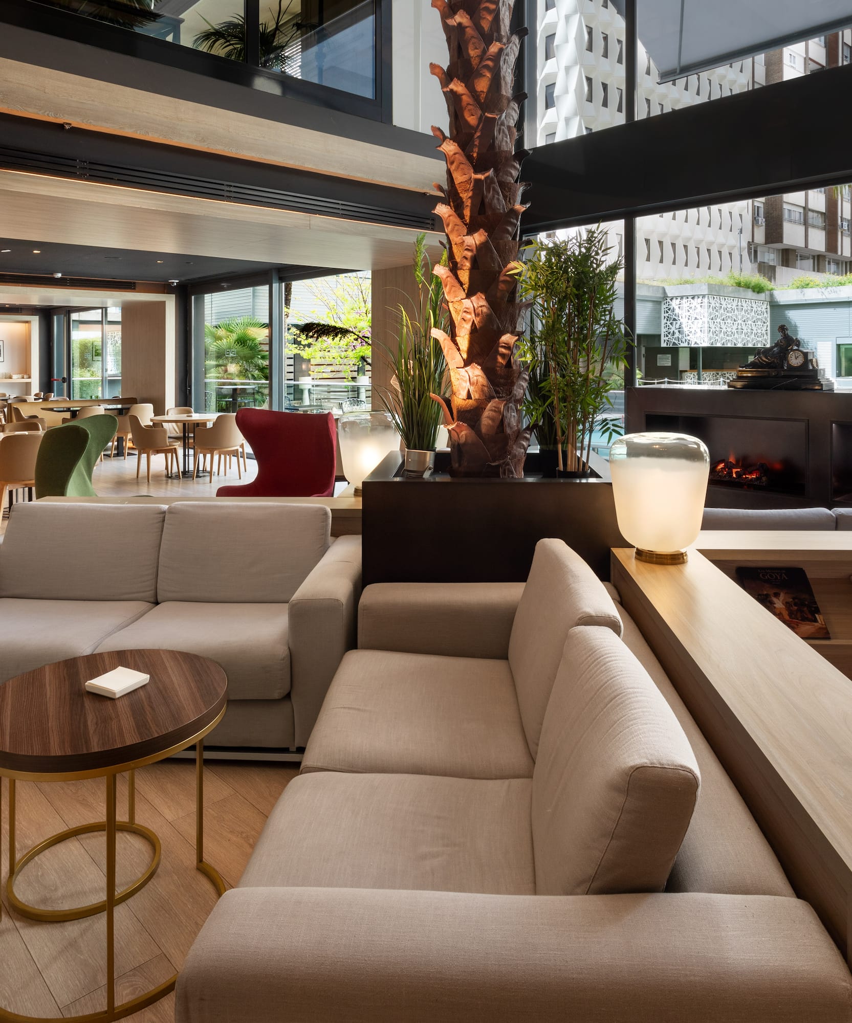 a room with a couch and a table