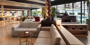 a room with a couch and a table