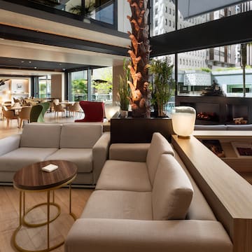 a room with a couch and a table