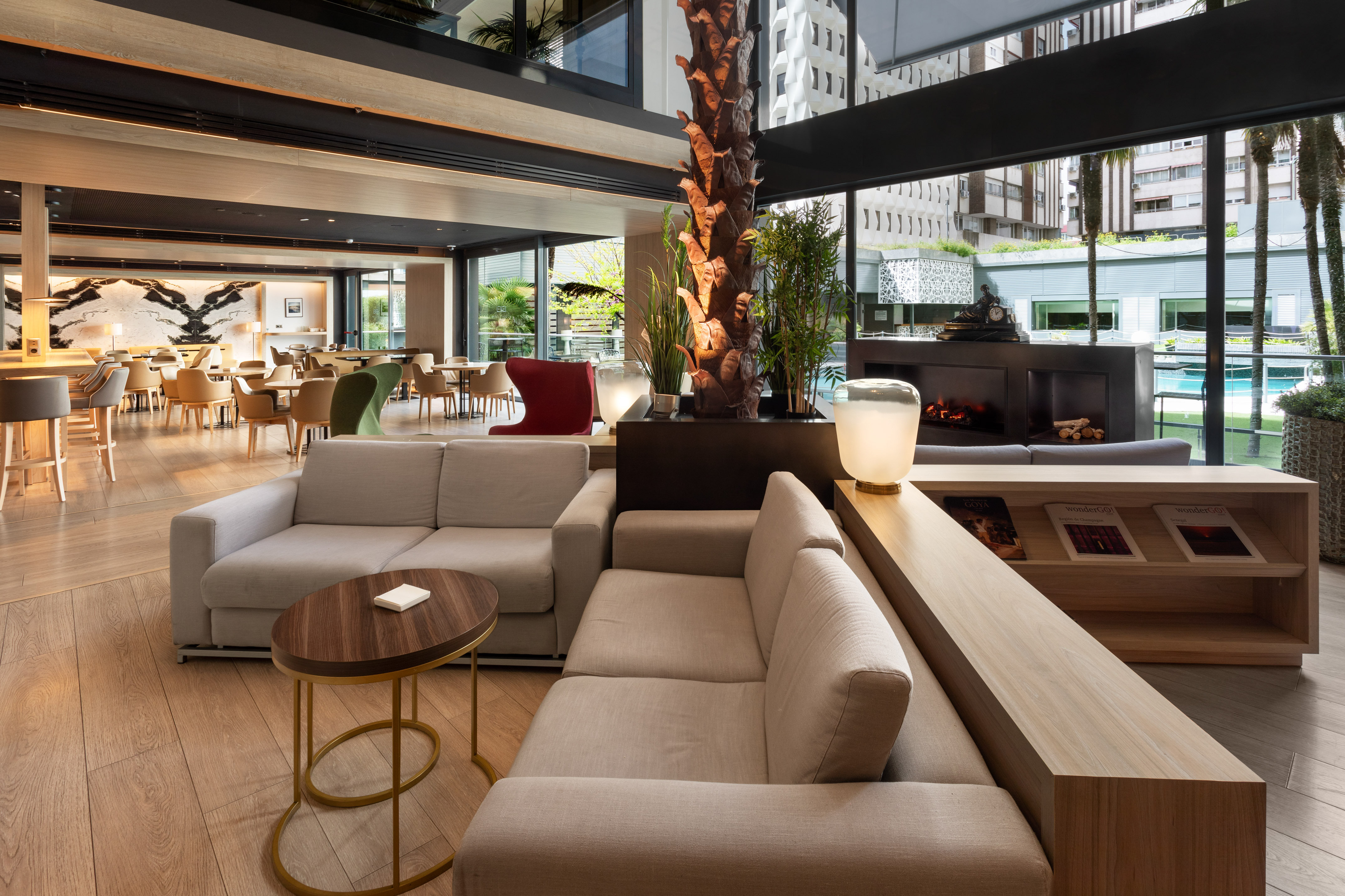 a room with a couch and a table