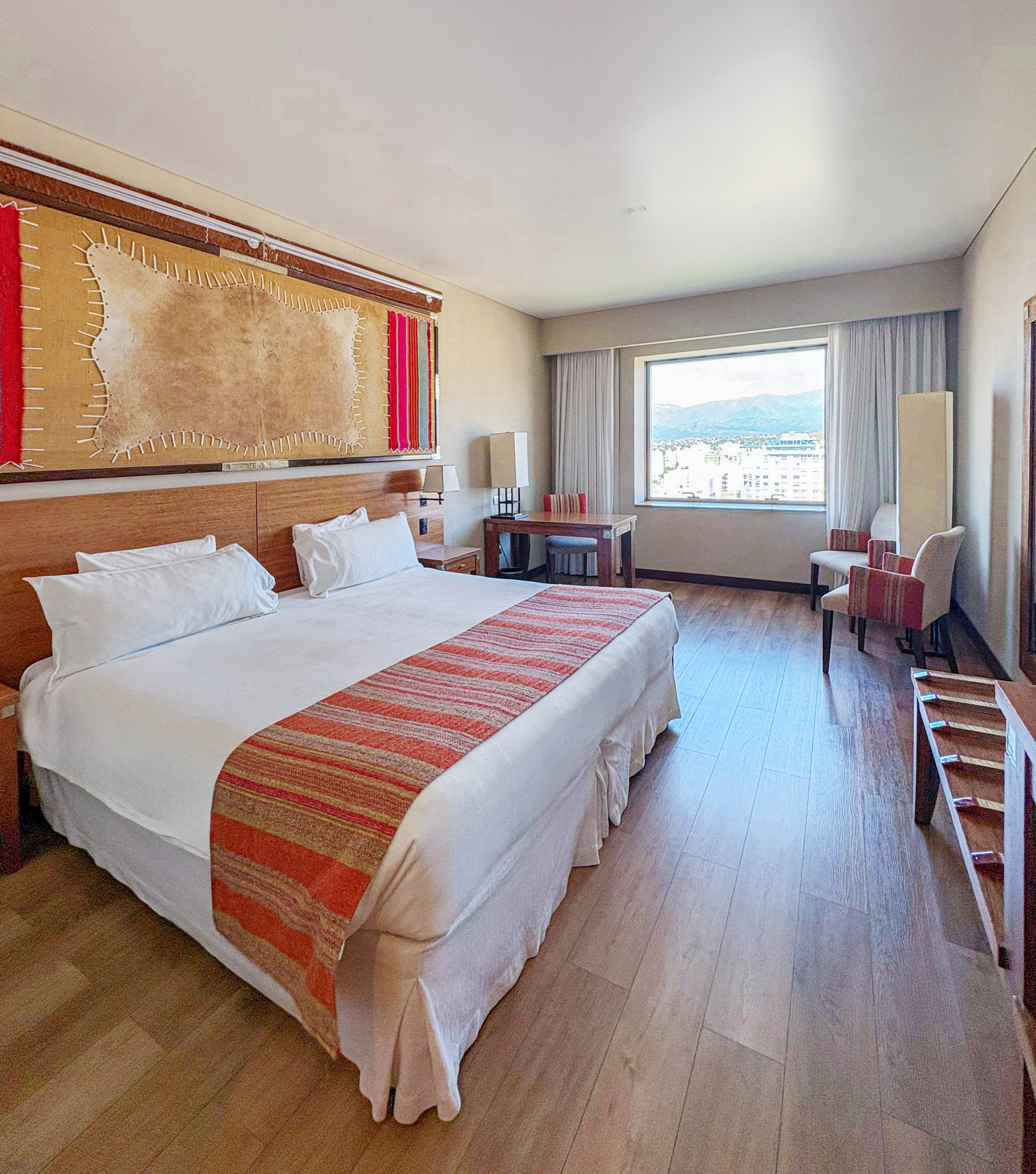 a room with a bed and a table