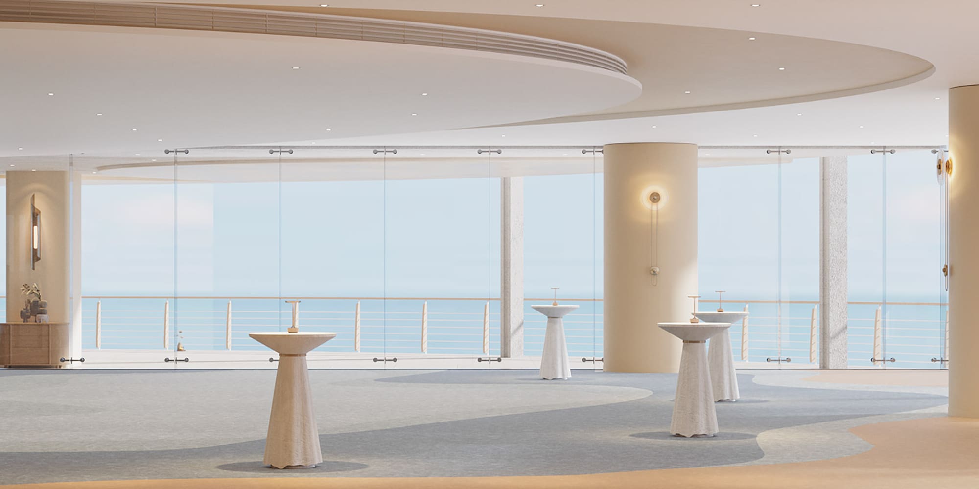 a room with tables and chairs