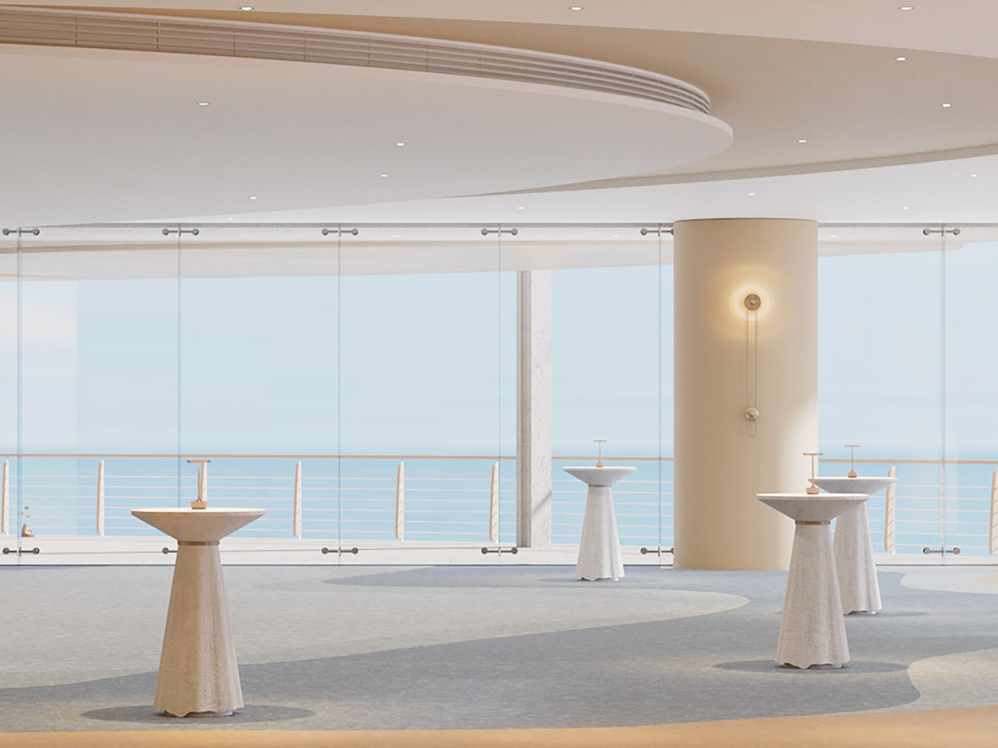 a room with tables and chairs