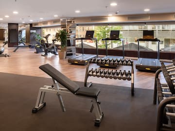 a gym with exercise equipment