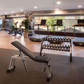 a gym with exercise equipment