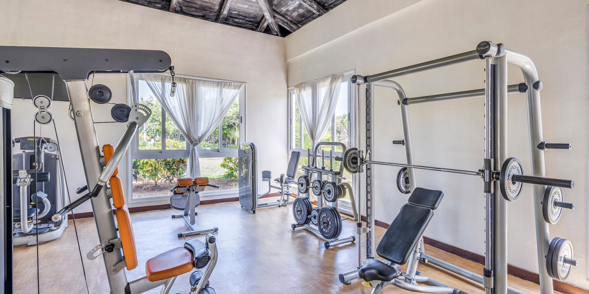 a room with exercise equipment