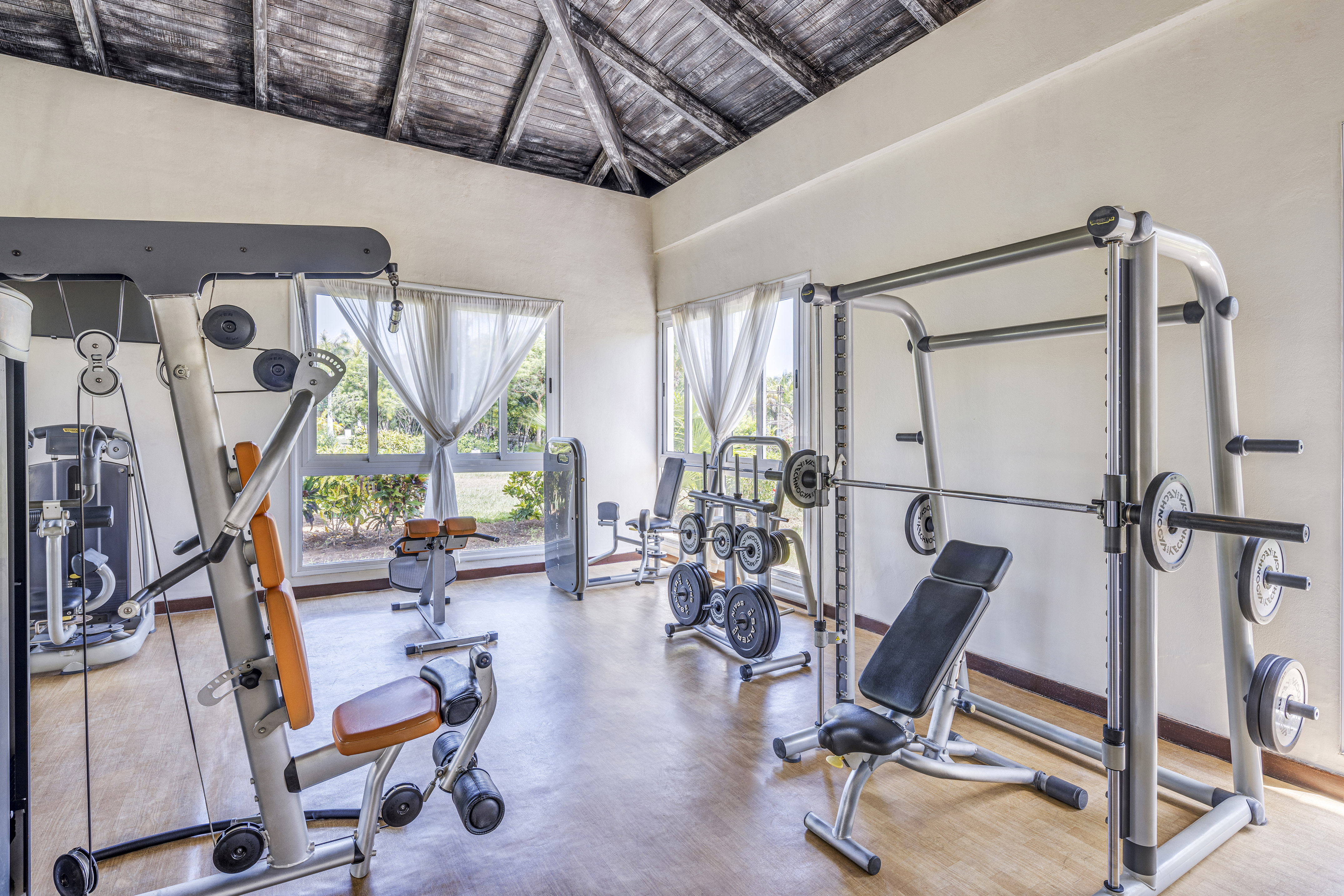 a room with exercise equipment