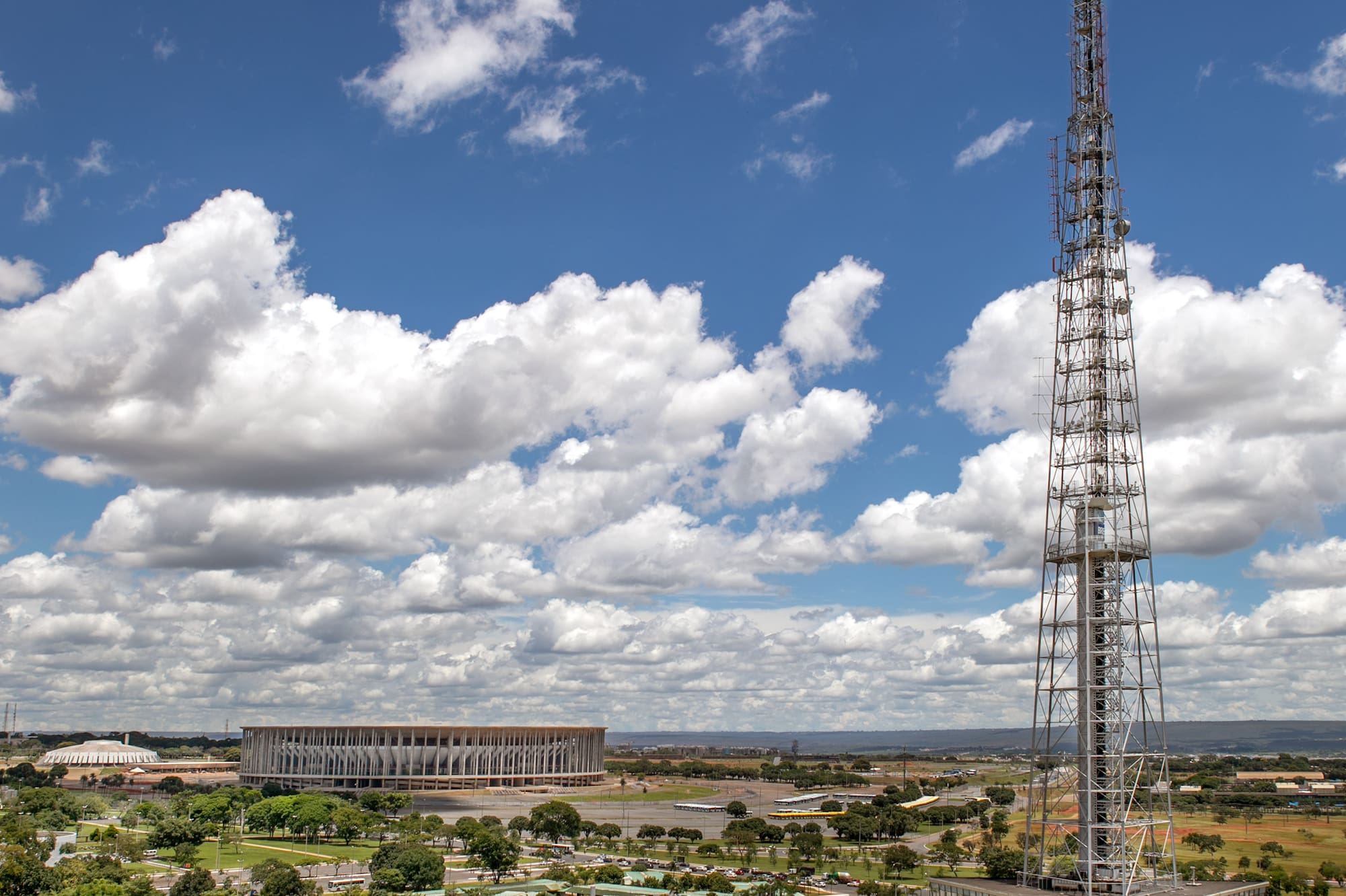 a tall tower in a field