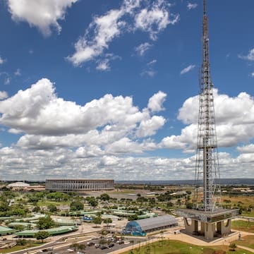 a tall tower in a field