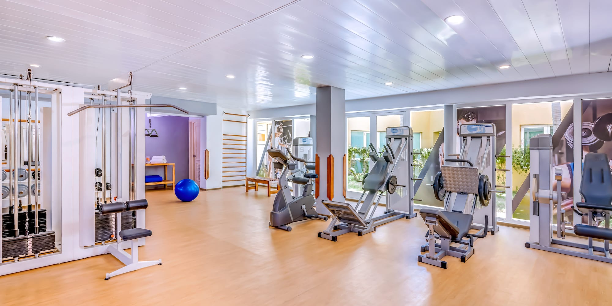 a room with exercise equipment