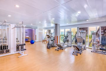 a room with exercise equipment