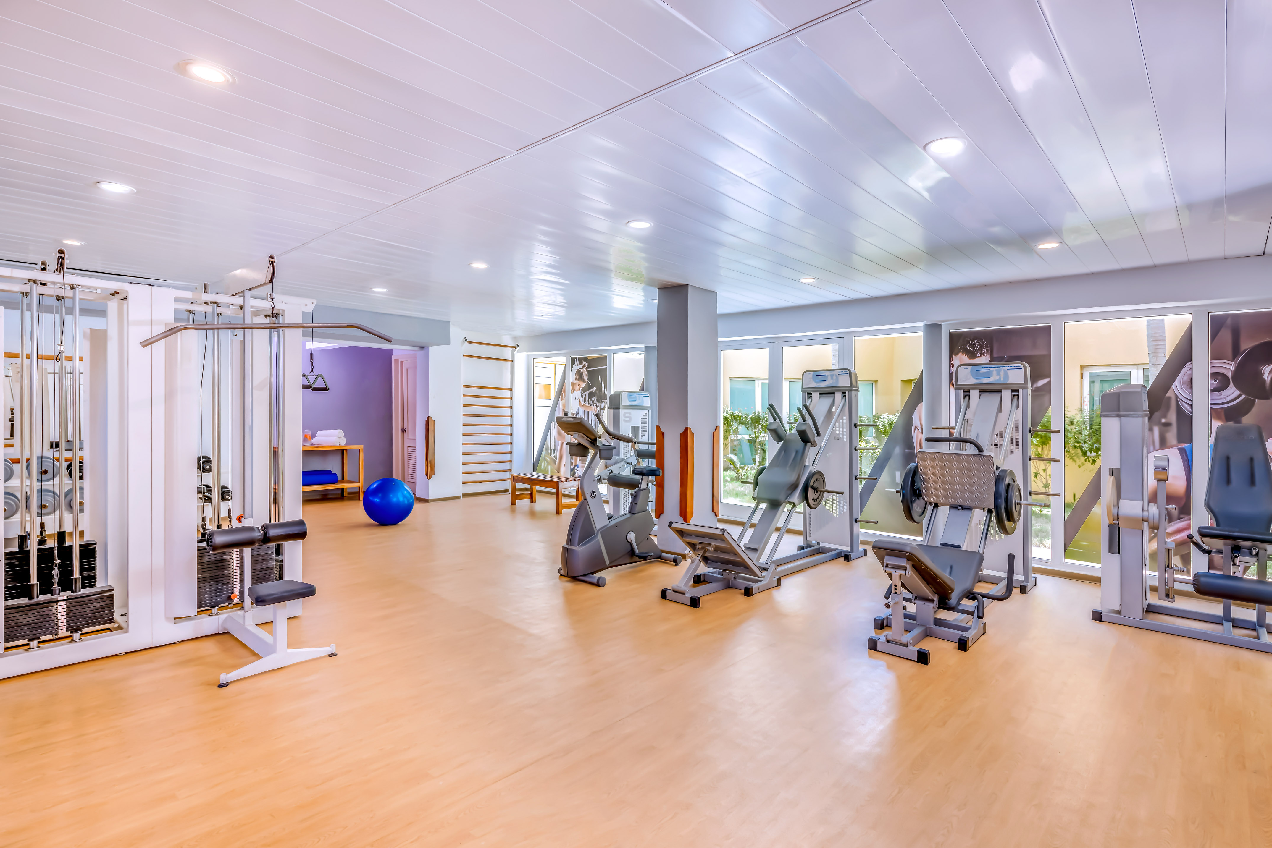 a room with exercise equipment