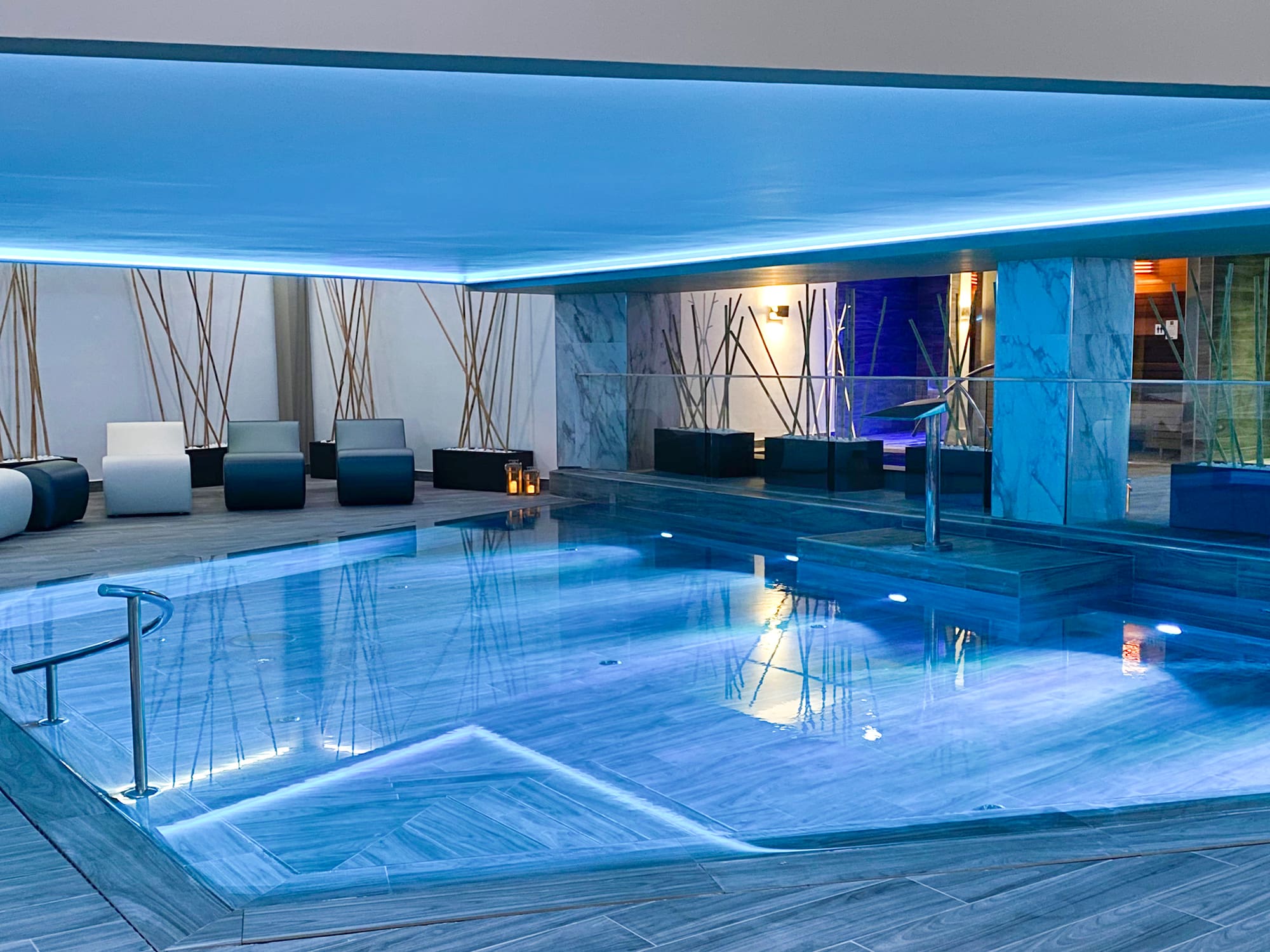 a pool in a room