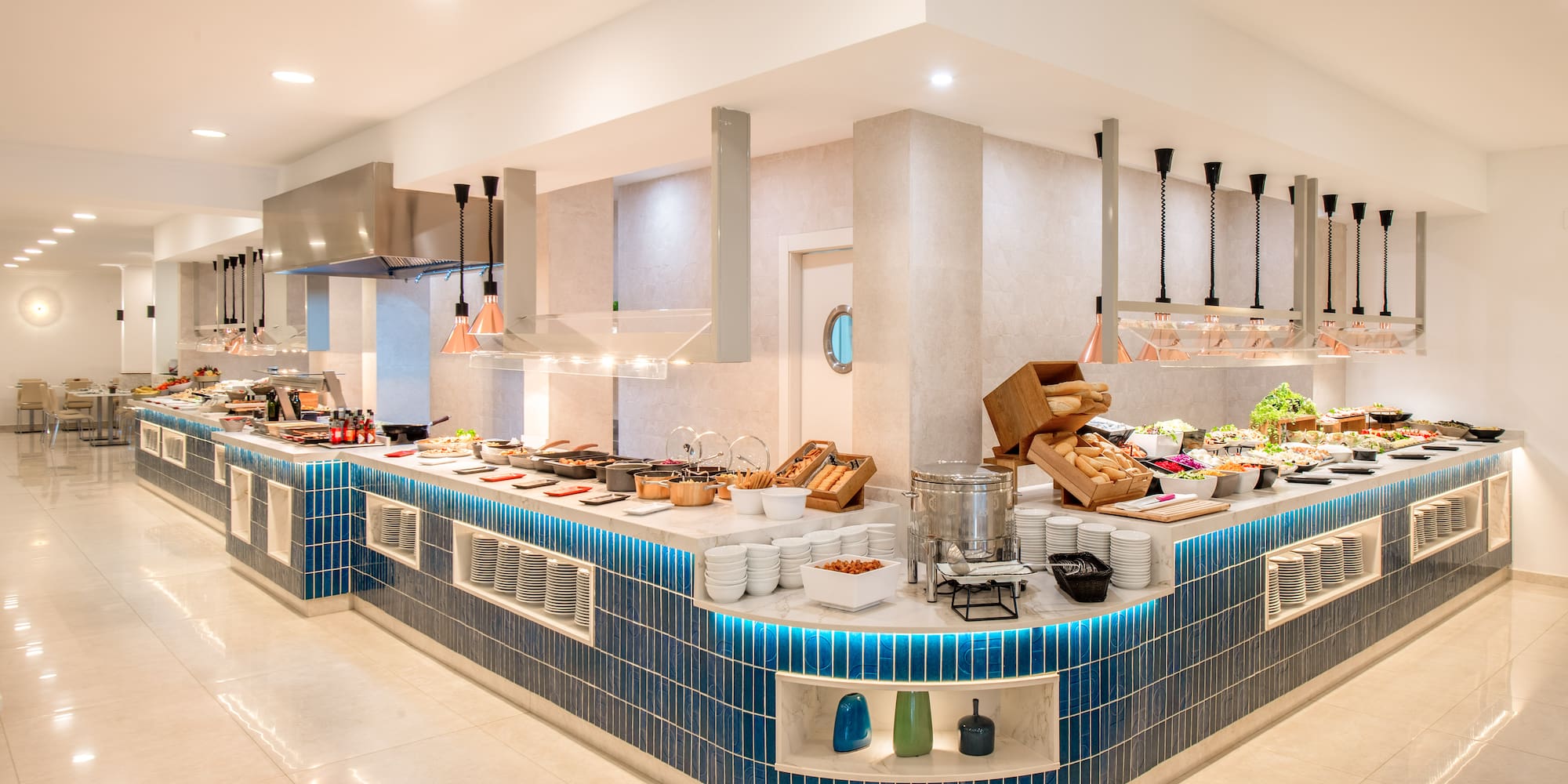 a food buffet in a restaurant