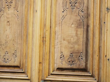 a close up of a door