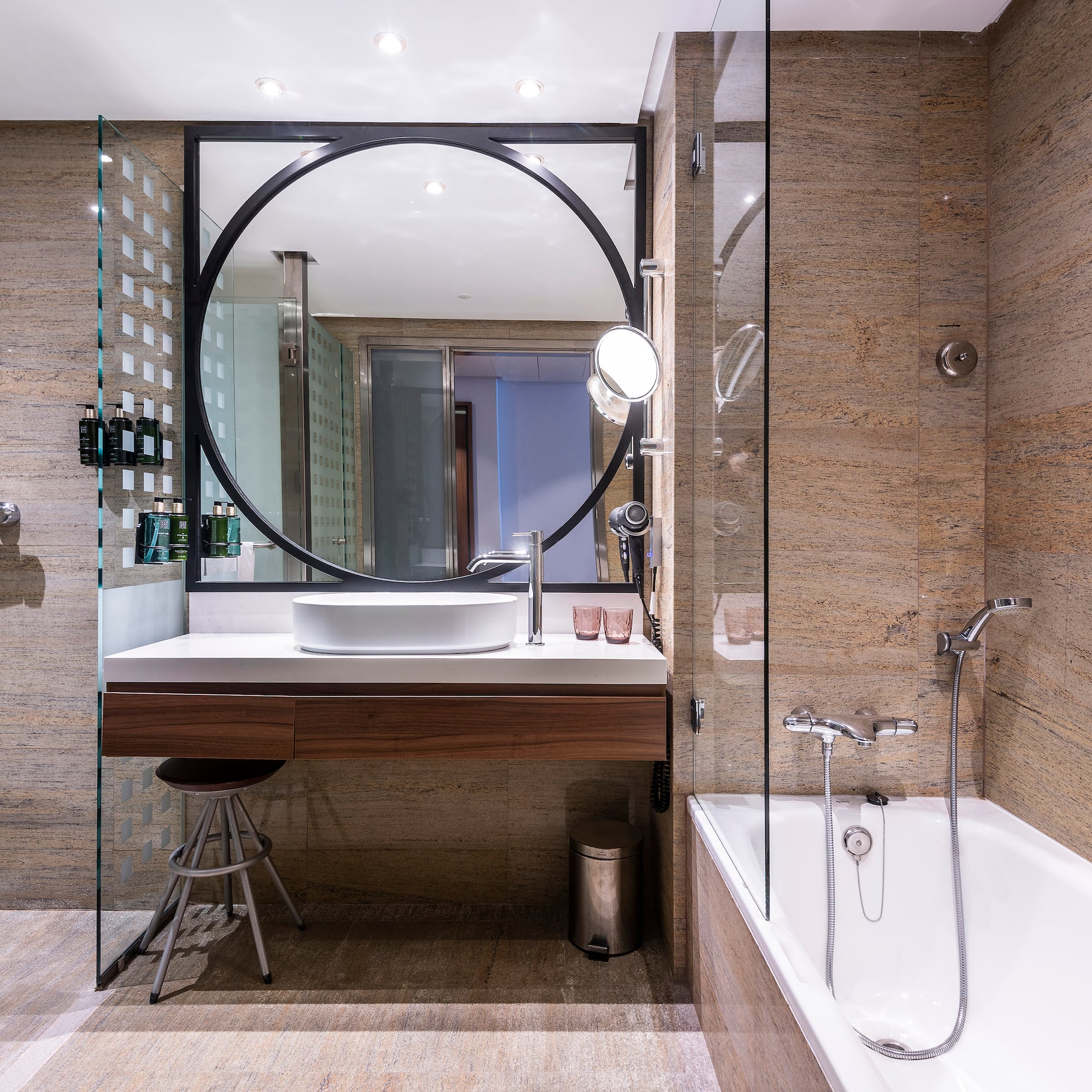 a bathroom with a sink and tub