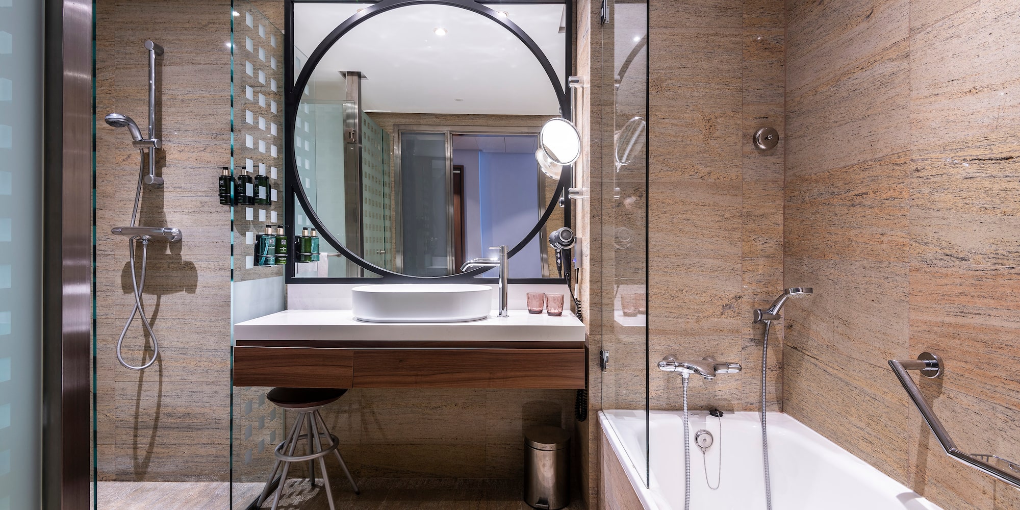 a bathroom with a sink and tub