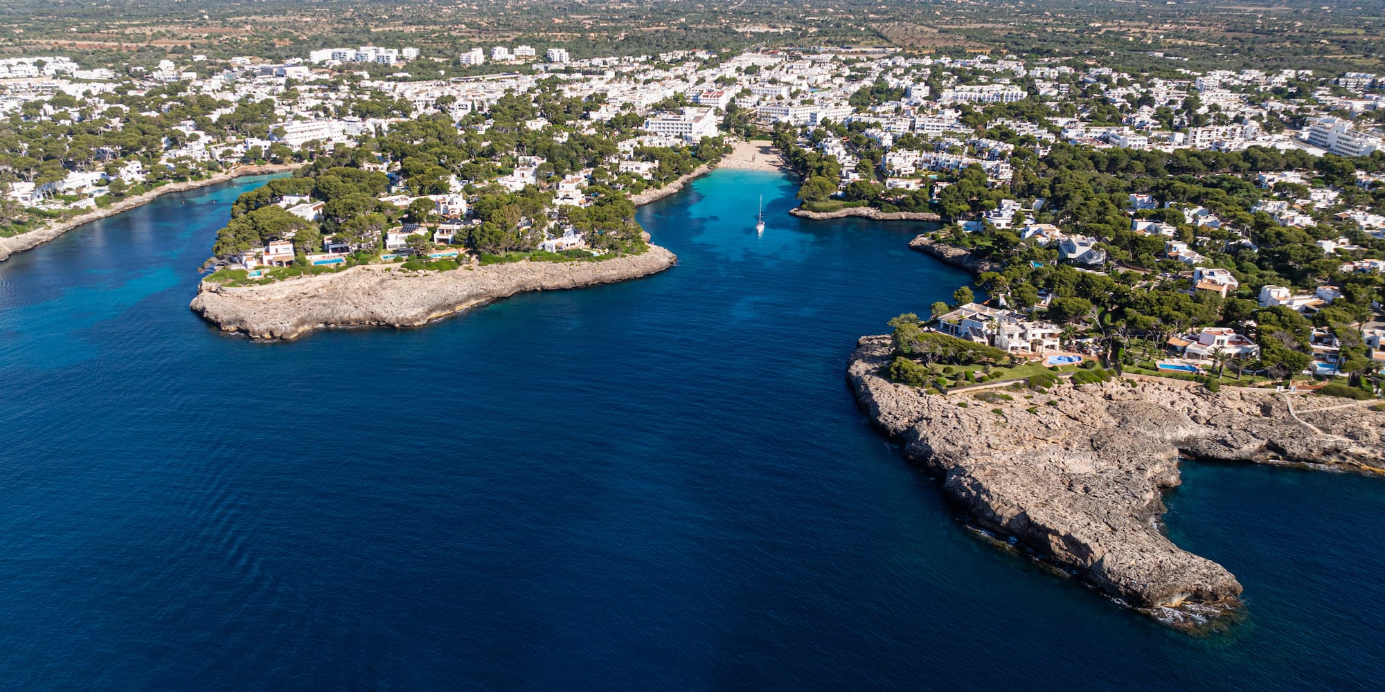 an aerial view of a city and a body of water