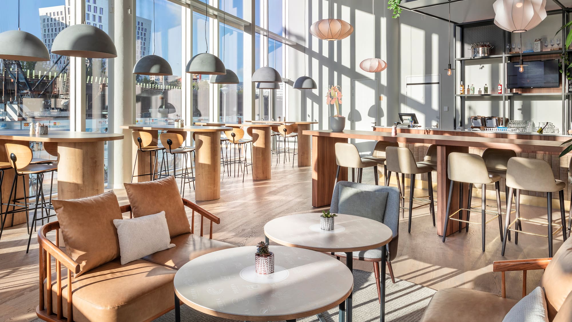 a room with tables and chairs