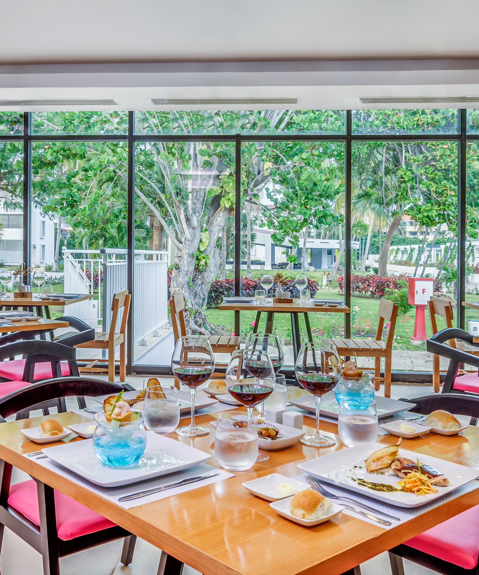 a restaurant with tables and chairs