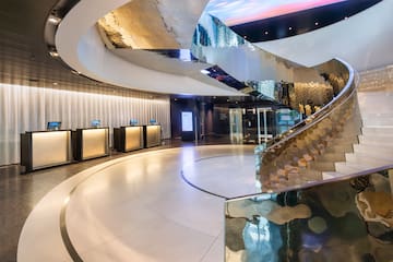 a spiral staircase in a building