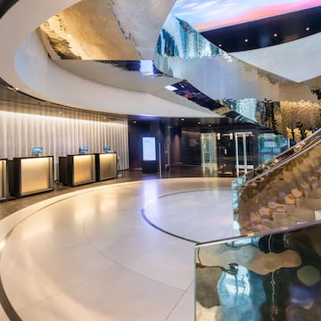 a spiral staircase in a building
