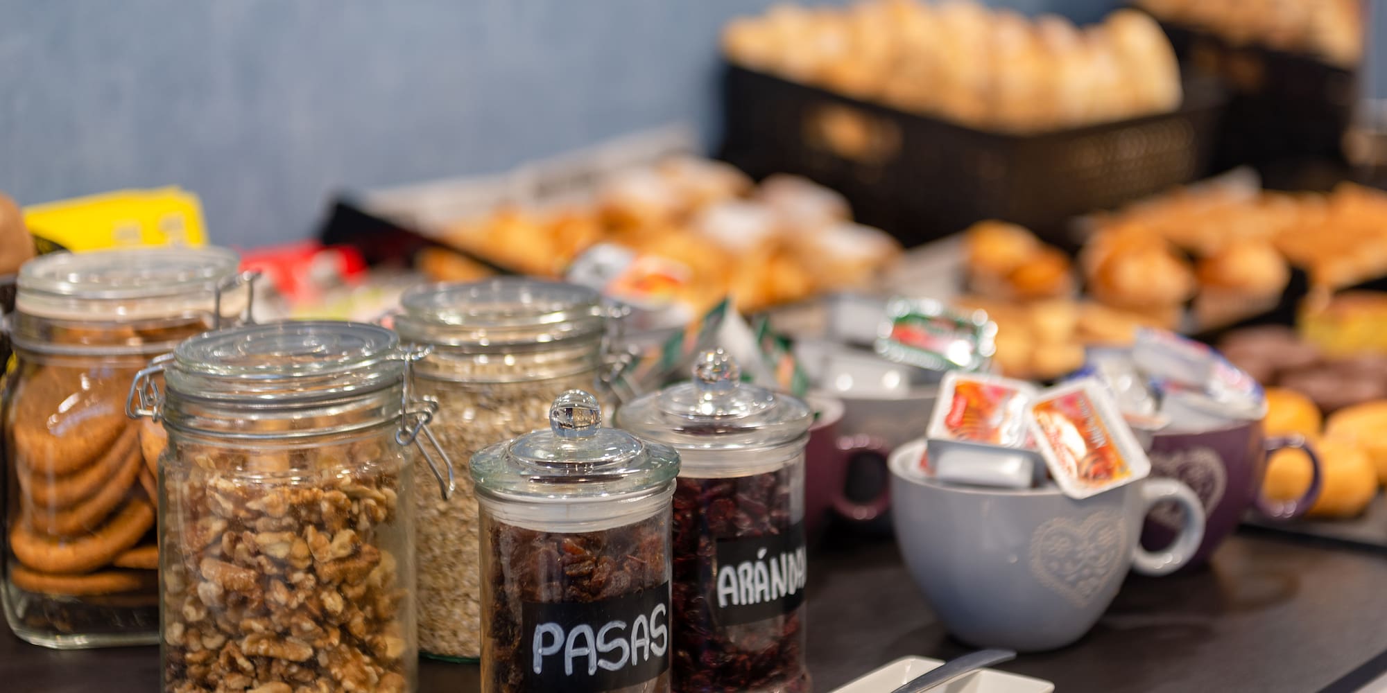a table with food and snacks