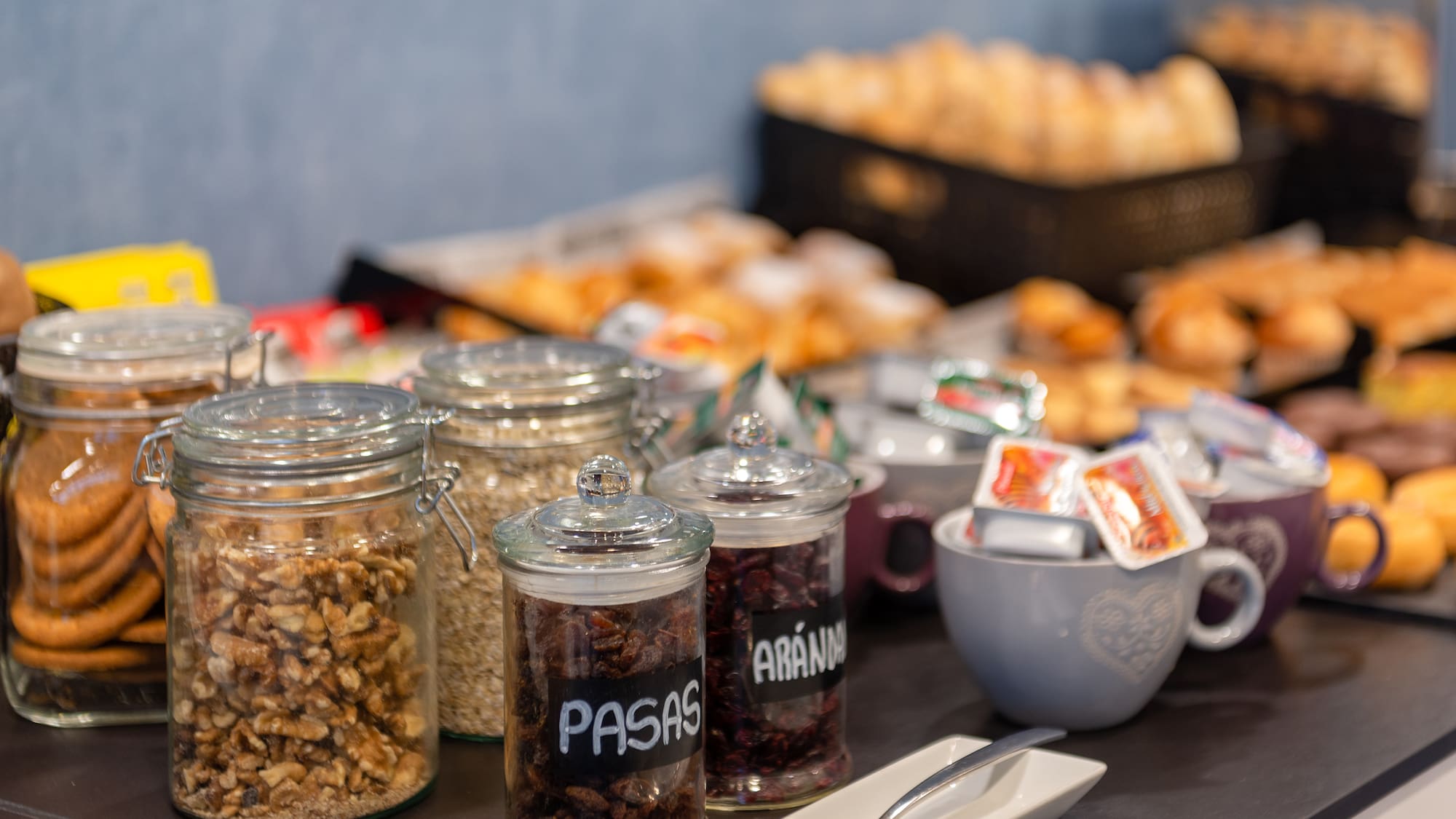 a table with food and snacks