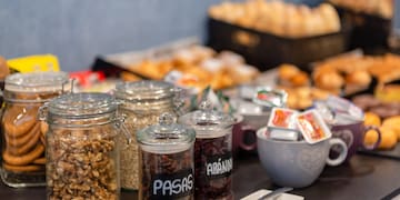 a table with food and snacks