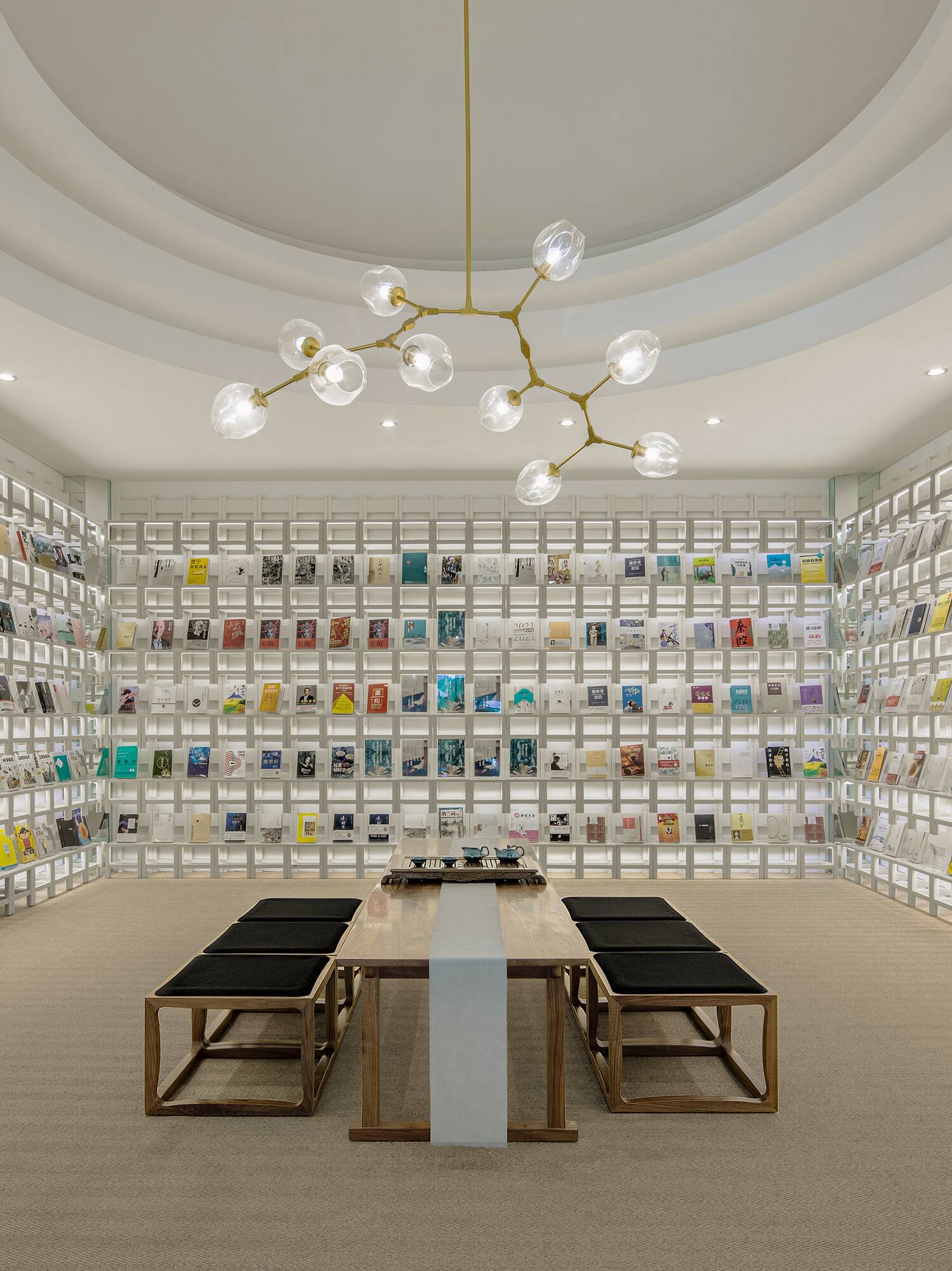 a room with a table and chairs