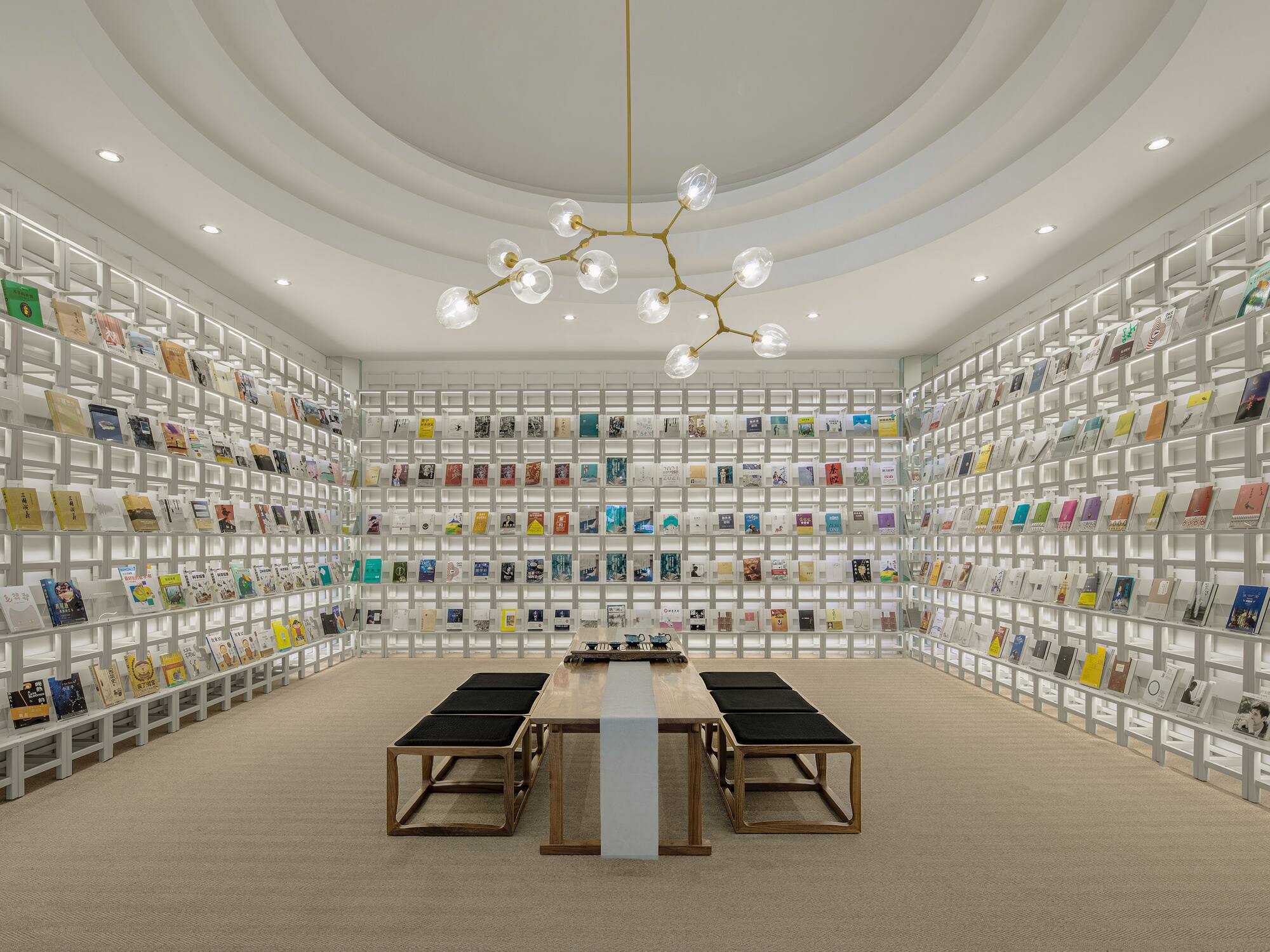 a room with a table and chairs