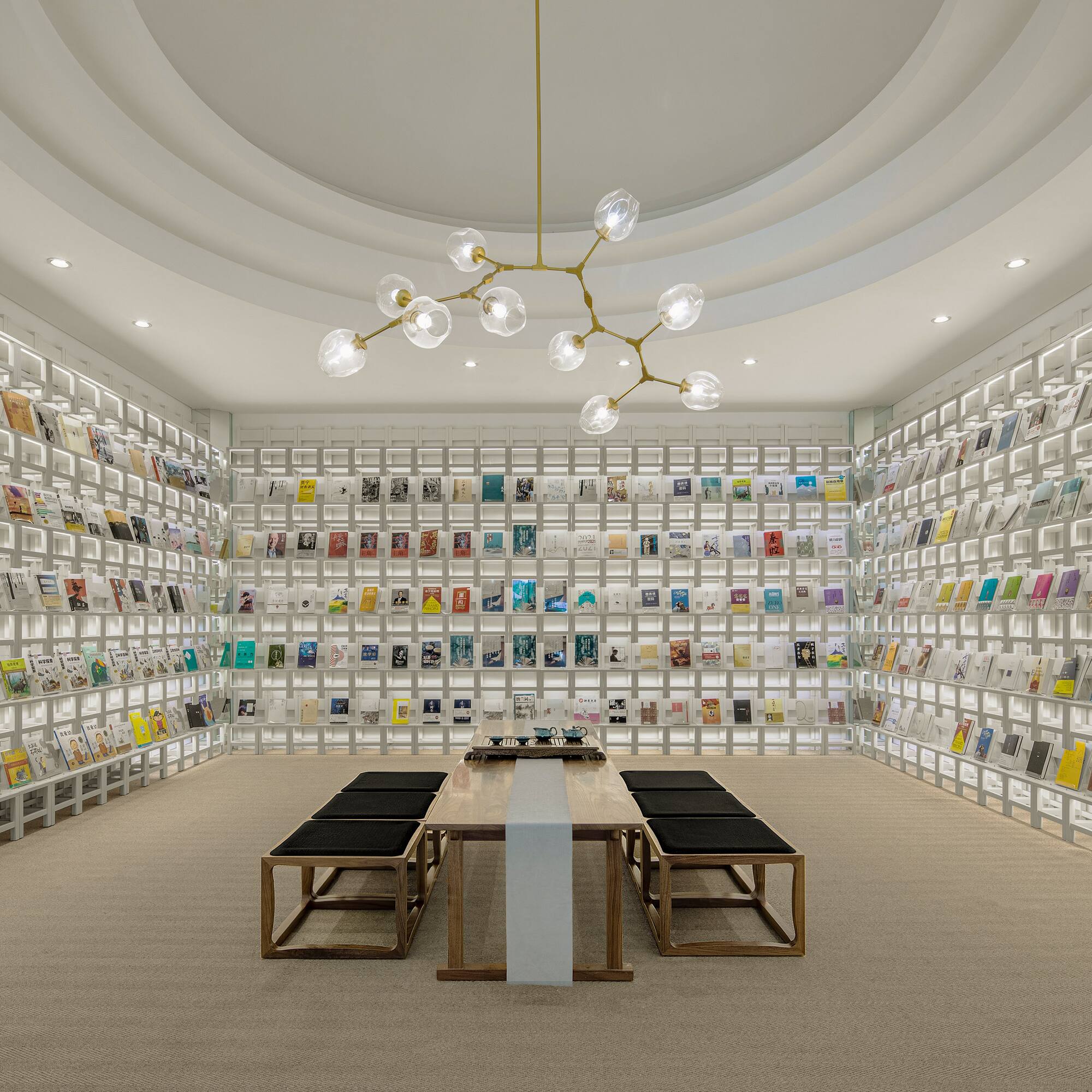 a room with a table and chairs