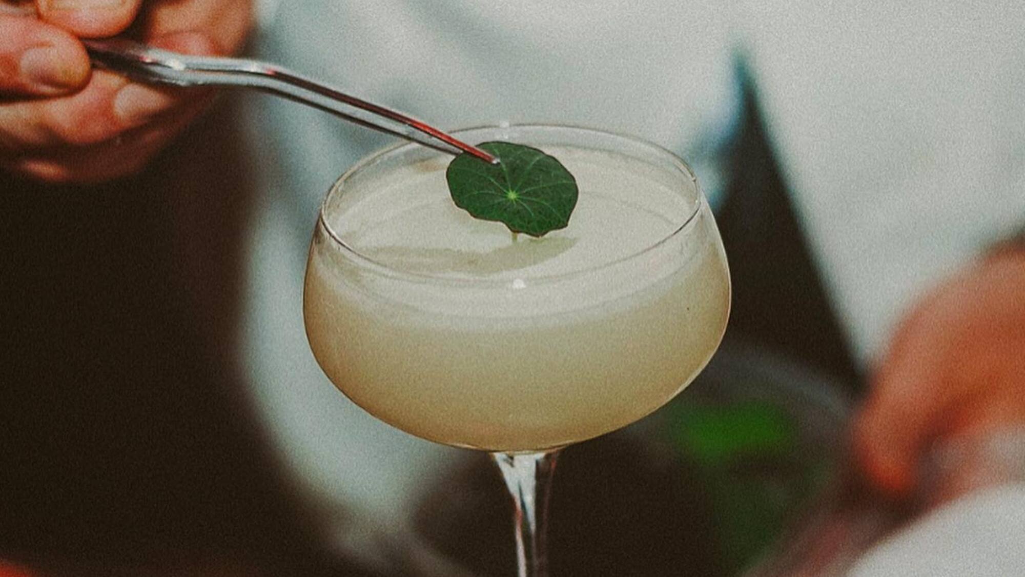 a person holding a tweezers over a glass of liquid