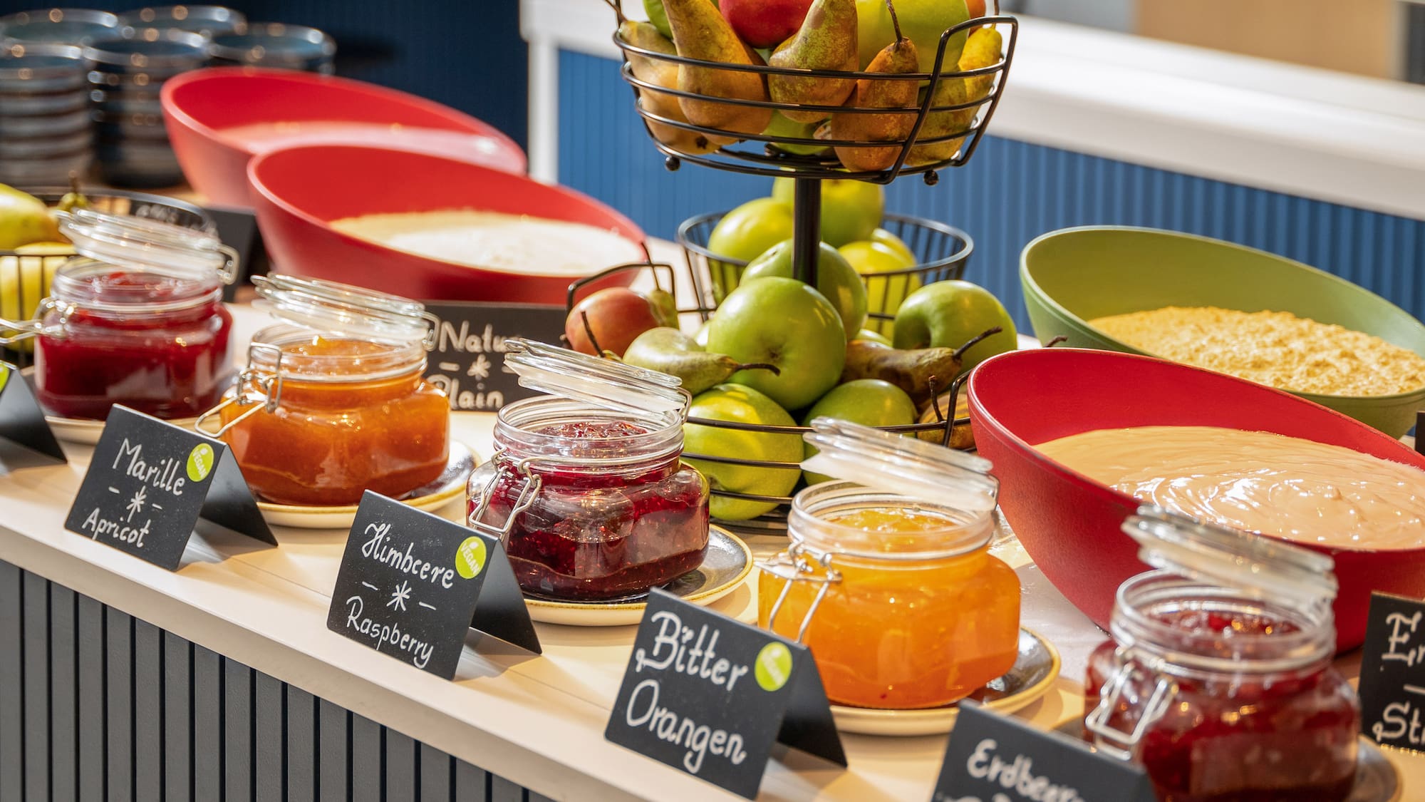 a table with different kinds of food