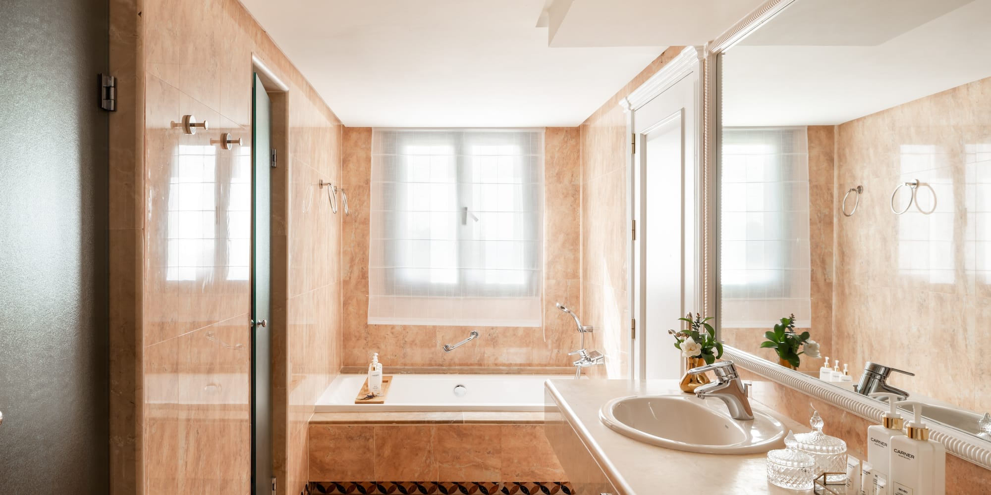 a bathroom with a sink and bathtub