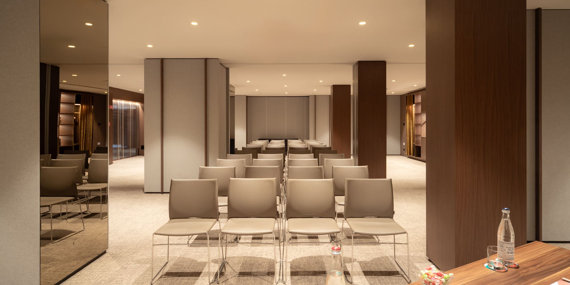 a room with chairs and a table