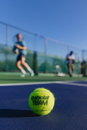 a tennis ball on a court