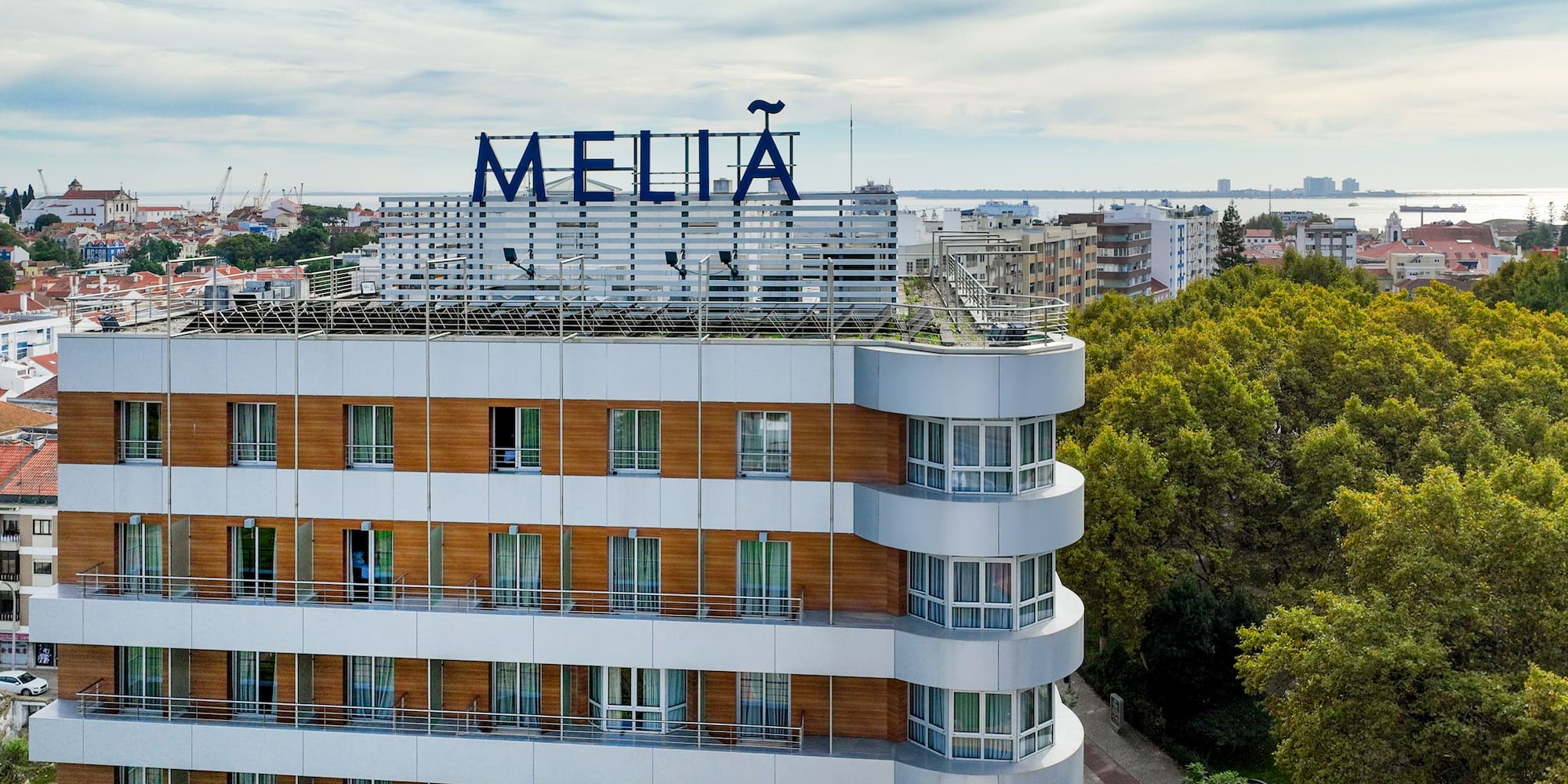 a building with a sign on top of it