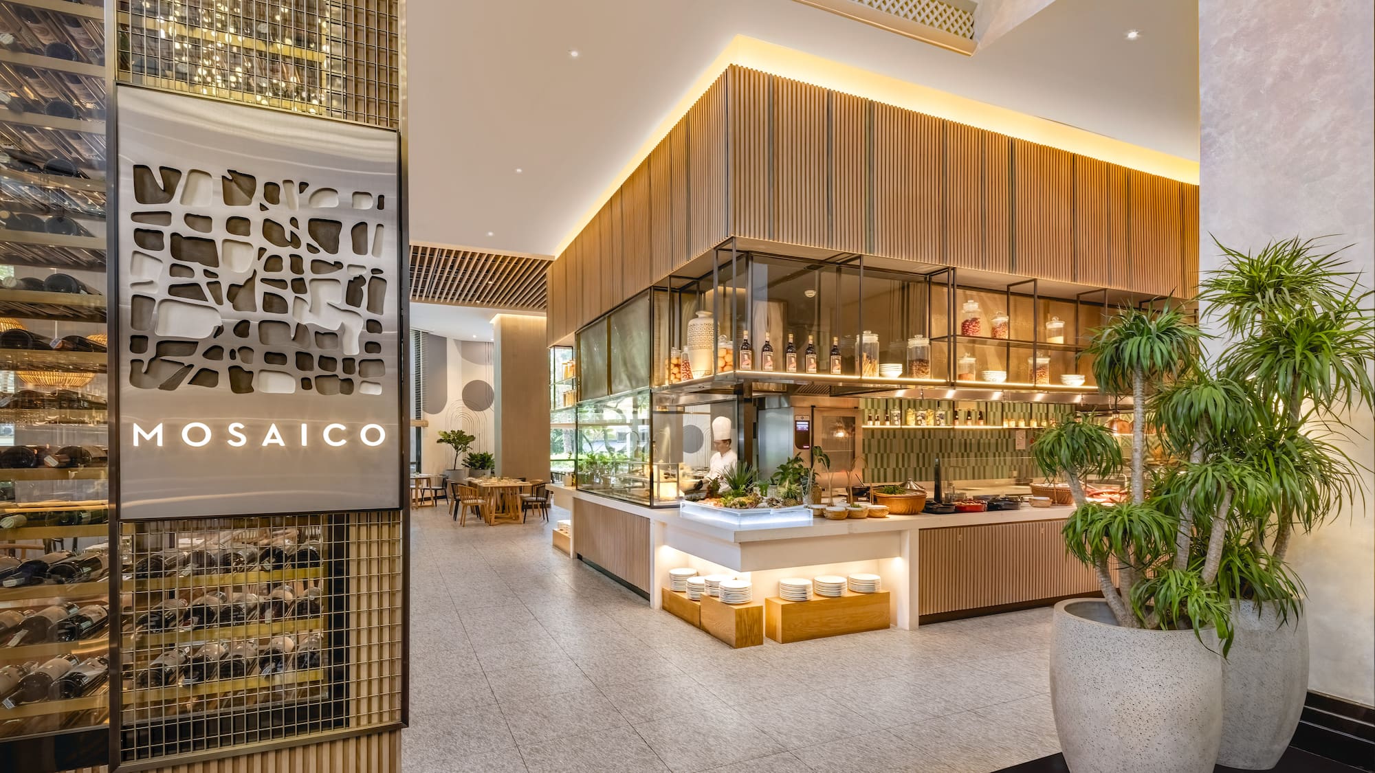 a restaurant with a sign