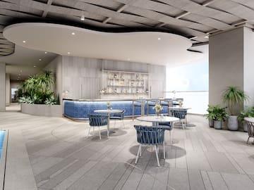 a room with tables and chairs