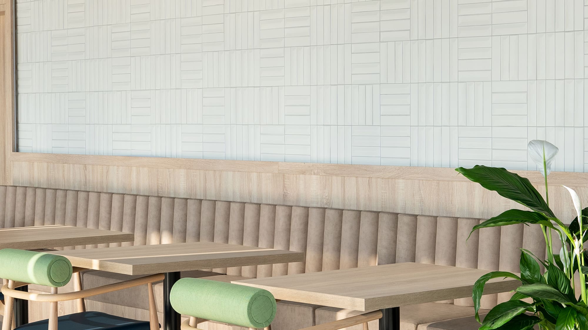 a table and chairs in a room